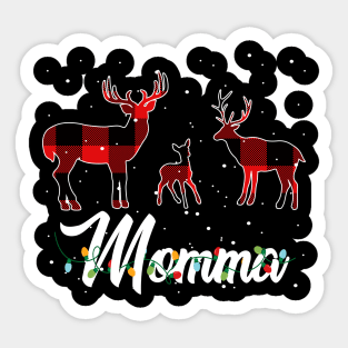 Momma Reindeer Plaid Pajama Shirt Family Christmas Sticker